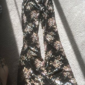 Floral bell bottom pants